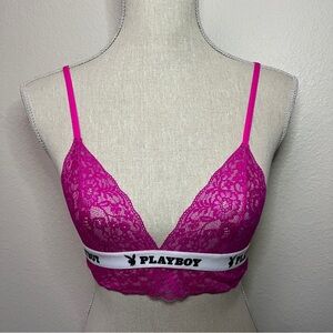 PLAYBOY Women’s Pink Lace Bralette, size Small